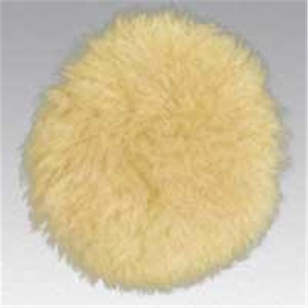 90081-DYN - 5 Inch (127 mm) Dia. Polishing Pad, Natural Sheepskin Wool, Reattachable Hook-Face Backing