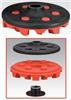 92295-DYNABRADE - 4 Inch (102 mm) Dia. RED-TRED Eraser Disc Assembly, 5/8-11 Female Thread Mount Flange