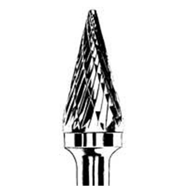 93348 - Carbide Burr, 1/8 Inch (3 mm) Dia., SM-42 D/C Burr, 14° Cone, 7/16 Inch Flute L, 1/8 Inch Shank