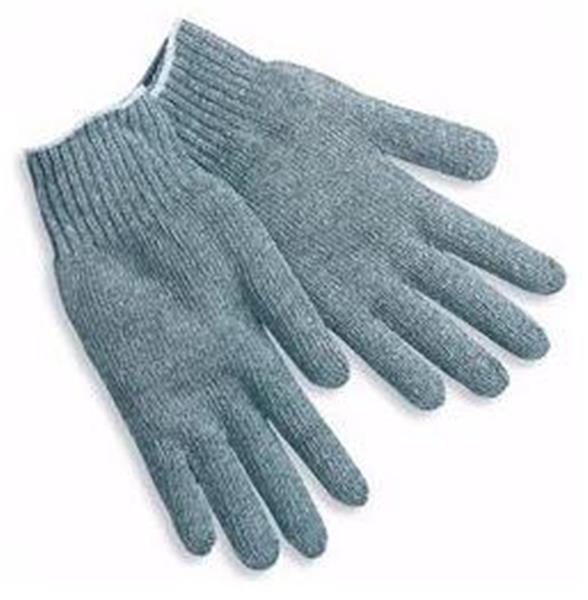 9637XSM - X-Small 7 Gauge Regular Weight Gray Cotton/Polyester, Hemmed String Knit Glove