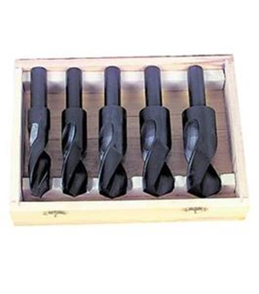 AK81-S05 - 1 Inch - 1-1/2 Inch HSS 5-Piece 3/4 Inch Reduced Shank Drill Set with Wooden Stand