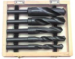 AK81-SET5CO - 9/16 -1 Inch Cobalt 5-Piece 1/2 Inch Reduced Shank Silver & Deming Drill Set with Wooden Case