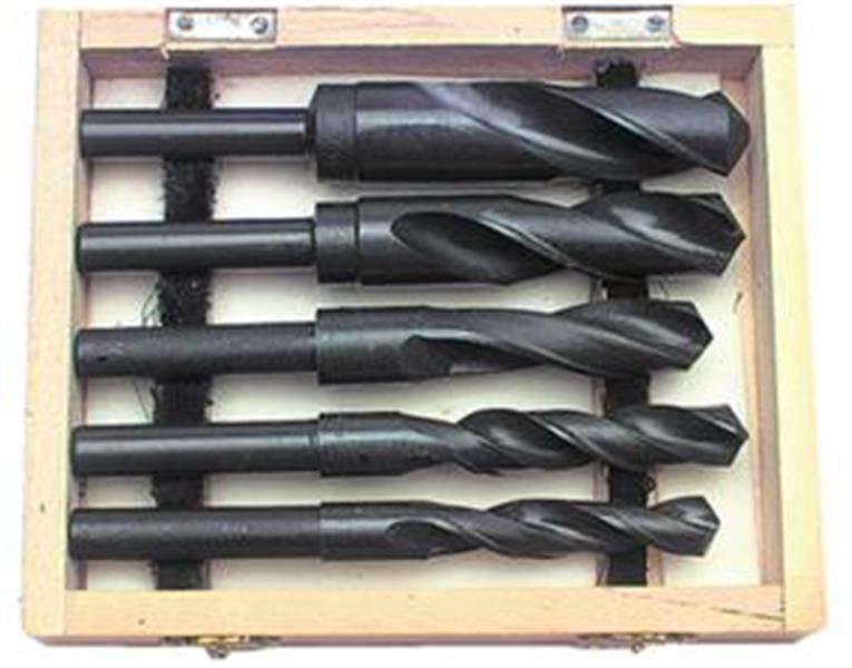 AK81-SET5CO - 9/16 -1 Inch Cobalt 5-Piece 1/2 Inch Reduced Shank Silver & Deming Drill Set with Wooden Case