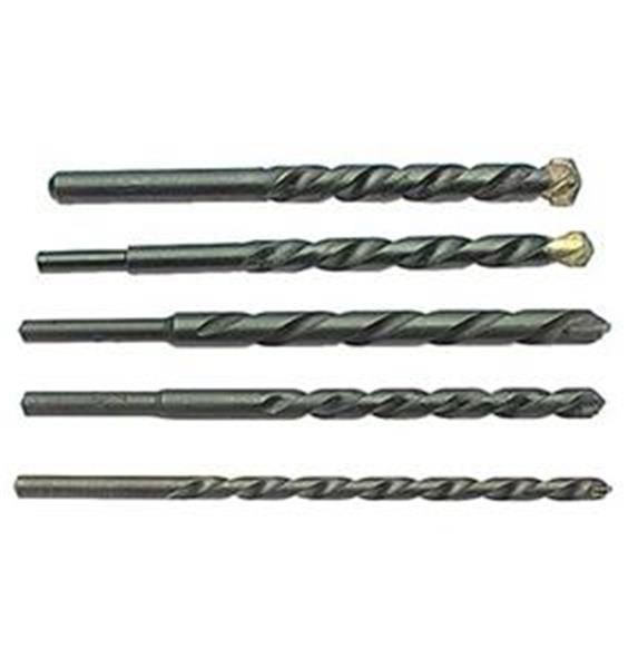 AW65-006 - 1/4 - 1/2 Inch HSS Carbide Tipped 5-Piece 6 Inch Extra Long Regular Spiral Masonry Drill Set
