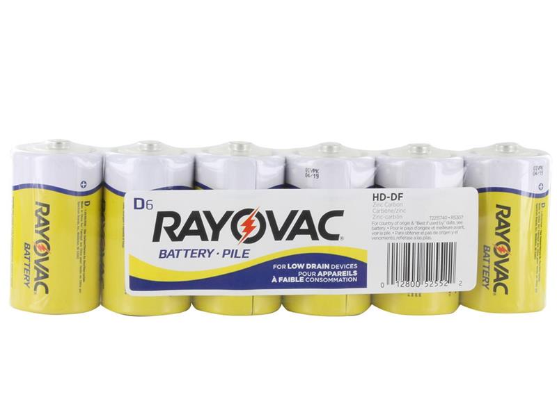 HD-DF - D Size Rayovac Heavy Duty Zinc Carbon Battery (6 per Pack)