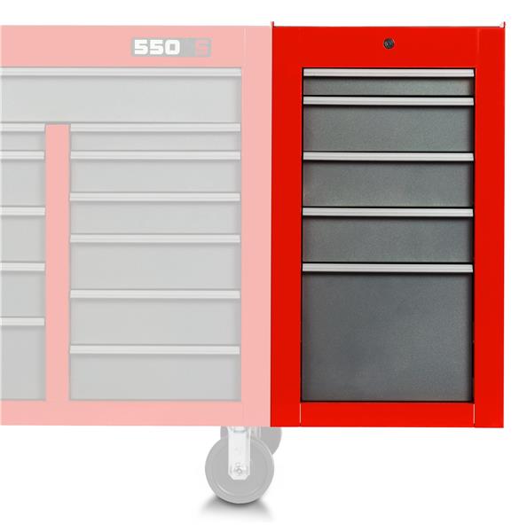 J551934-5SG-SC - 550S Side Cabinet - 5 Drawer, Safety Red and Gray - Proto®