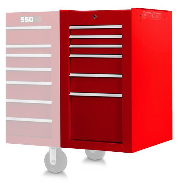 J551934-6RD-SC - 550S Side Cabinet - 6 Drawer, Gloss Red - Proto®