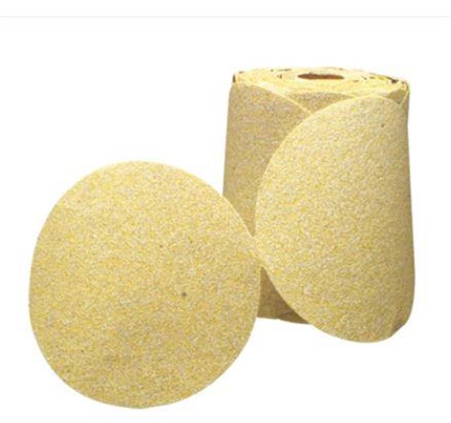 MM42-10563 - 6 Inch 150 Grit  A/O DriLube Gold Resin Paper Sanding PSA No Hole Sitck On Disc Roll Carbo-Gold