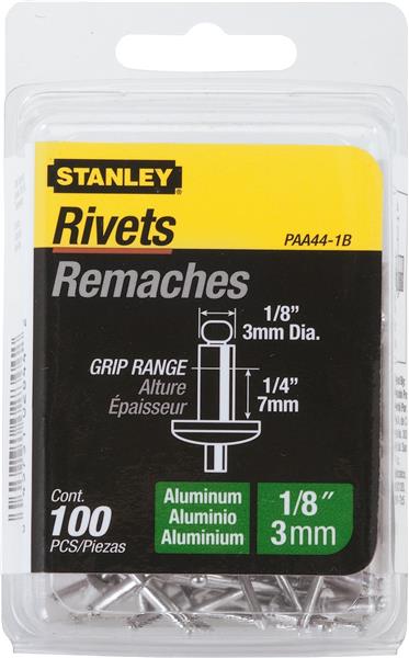 PAA44-1B - Aluminum Rivets 1/8 Inch x 1/4 Inch – 100 Pack - STANLEY®
