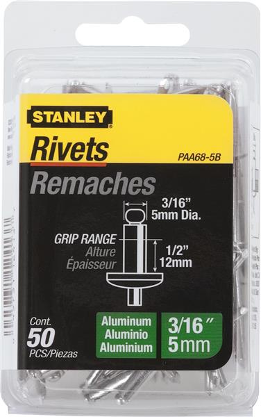 PAA68-5B - Aluminum Rivets 3/16 Inch x 1/2 Inch – 50 Pack - STANLEY®