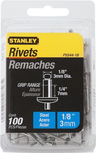 PSS44-1B - Steel Rivets 1/8 Inch x 1/4 Inch – 100 Pack - STANLEY®