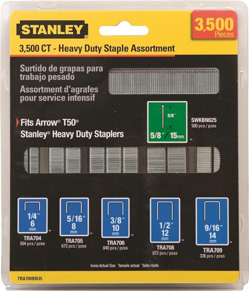 TRA700BN35 - Heavy-Duty Narrow Crown Staple and Brad Assortments – 3,500 Pack - STANLEY®