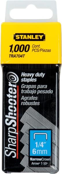 TRA704T - Heavy-Duty Narrow Crown Staples 1/4 Inch – 1,000 Pack - STANLEY® 