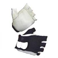 X742 - Large, Right Hand, Black/White, Padded Palm Half Finger Impact Glove