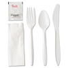 GEN Wrapped Cutlery Kit, Fork/Knife/Spoon/Napkin/Salt/Pepper, White, 250/Carton