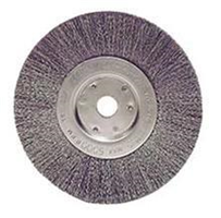 Weiler 01055 Narrow Face Wire Wheel Brush With Arbor Hole, 6 in Dia x 3/4 in W, 5/8 to 1/2 in, 0.0104 in Crimped Wire