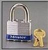 Master Lock 1KA 2407 Laminated Keyed Padlock, Alike Key, 5/16 in Shackle, Silver, Steel Body