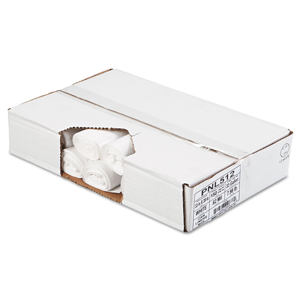 Penny Lane Linear Low Density Can Liners, .6mil, 33 x 39, White, 10 Bag/Roll, 15 Roll/CT