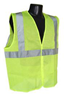 Radians SV2GM-L Safety Vest, L, 26 in Chest, Silver Stripe, Hi-Viz Green, Polyester Mesh, Class 2