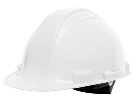 Honeywell Peak Front Brim Hard Hat, 6-3/4 to 7-3/8 in, White, 4 Point Ratchet Suspension, HDPE, Class C, E