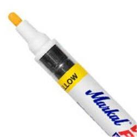 Markal Valve Action Liquid Paint Marker, 1/8 in Medium Bullet Tip, Fiber Nib, Metal Barrel, Yellow