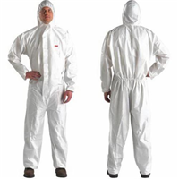 3M 051131-49789 - 3M&trade; 051131-49789 4510 General Purpose Disposable Coverall, L, White, Polypropylene/Polyethylene Laminate, 39 to 43 in Chest, 32 in L Inseam